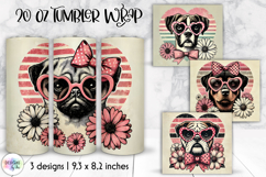 Dog Lover Tumbler Wraps, Vintage Valentine Tumbler Design Product Image 1