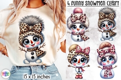 Funny Leopard Print Snowman Clipart, Christmas Snowman PNG Product Image 1