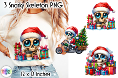 Funny Christmas Clipart, Skeleton Santa PNG, Merry Christmas Product Image 1