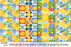 Mediterranean Lemon Seamless Pattern, Limoncello Tile Retro Product Image 1