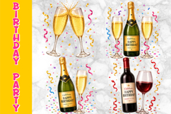 Birthday Accessories Clipart, Champagne &amp; Wine Celebration Product Image 1