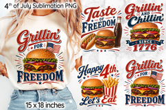 4th of July Sublimation, Burger PNG, Freedom Quotes Print Product Image 1
