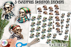 Funny Christmas Skeleton Stickers | Santa Skull Clipart Product Image 1
