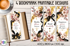 Cherry Blossom Book Lover Printable Bookmark Designs Product Image 1