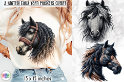Knitted Horse Clipart, Faux Yarn Plush Mascot Sublimation Product Image 1