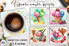 Sweet Ice Cream &amp; Coffee Coasters, Printable Square Coaster Product Image 3