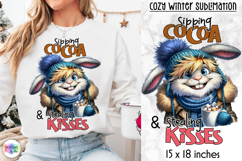 Cute Winter Animal Sublimation, Hot Cocoa Quote PNG, Cozy Product Image 1