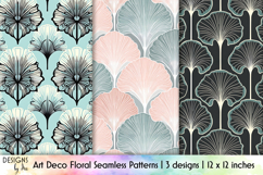 Art Deco Ginkgo Floral Seamless Patterns, Modern Floral Product Image 1