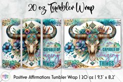Positive Affirmation Tumbler Wrap Bundle, Bull Skull Tumbler Product Image 3