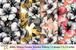 Hibiscus Seamless Patterns, Artistic Floral Surface Design Product Image 1