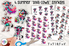 Summer Cows Stickers PNG, Cute and Stylish Cow Clipart Product Image 1