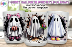 Quirky Halloween Monsters Mug Wraps, Cute and Funny Mug Wrap Product Image 3