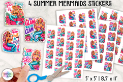 Summer Mermaid Stickers PNG, Tropical Planner Stickers Product Image 1