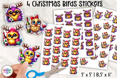 Funny Christmas Birds Stickers, Wine Lover Christmas Sticker Product Image 1