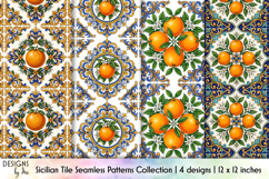 Sicilian Tile Seamless Patterns, Mediterranean Fruits Print Product Image 1