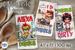 Funny Kitchen Towels Bundle, Sarcastic Kitchen Quotes Print Product Image 4