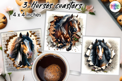 3D Horse Coasters, Wall Break Horse Art, Printable Coaster Product Image 1