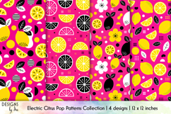 Vibrant Lemon Seamless Patterns, Neon Citrus Digital Paper Product Image 1