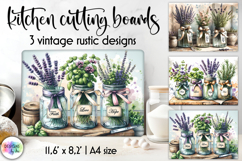 Rustic Vintage Kitchen Cutting Board, Herb Jar Designs Product Image 1