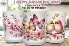Cherry Blossom Mug Wrap, Sakura Floral Spring Mug Designs Product Image 1