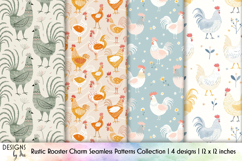 Rustic Rooster Seamless Pattern Collection Farmhouse Style Product Image 1