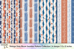 Daisies Seamless Patterns, Rustic Daisy Floral Digital Paper Product Image 1