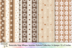 Terracotta Daisy Seamless Patterns, Boho Floral Neutral PNG Product Image 1