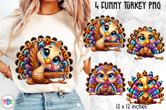 Funny Turkey PNG, Cute Thanksgiving Sublimation Product Image 1