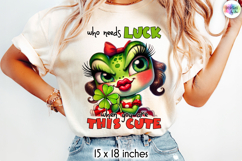 Cute Frog Girl Lucky Clover St Patrick’s Day Sublimation Product Image 1