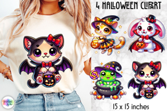 Cute Halloween Clipart, Kawaii Halloween Characters PNG Product Image 1