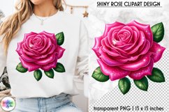 Pink Valentine Rose Clipart | Shiny Glittery Valentine Rose Product Image 1
