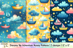 Nursery Dreamy Sky Patterns, Baby Bow Seamless Pattern Product Image 1