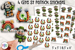 Cute St Patrick Stickers, Shamrock Animals and Lucky Clover Product Image 1