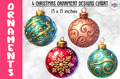 Christmas Ornaments Clipart, Christmas Tree Baubles PNG Product Image 1