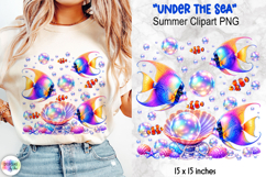 Holographic Summer Clipart, Rainbow Angelfish Pearl PNG Product Image 1