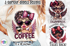 Glamour Angels Clipart, Cute Pink Angel Girls Sublimation Product Image 1