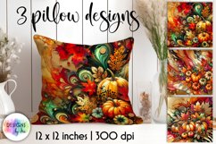 Autumn Decorative Pillows, Golden Autumn Leaves Na Pumpkins Product Image 1