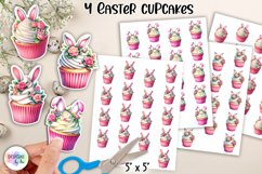 Easter Cupcake Stickers, Printable Stickers, Bunny Ears Product Image 1