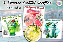 Summer Cocktail Recipe Coaster, Party Cocktail Coasters Product Image 1