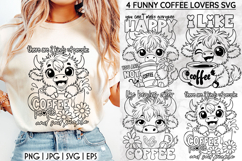 Funny Coffee Lover SVG, Highland Cow SVG, Funny Cow PNG Product Image 1