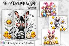 Cute Easter Animal Tumbler Wraps, 20oz Tumbler Sublimation Product Image 1