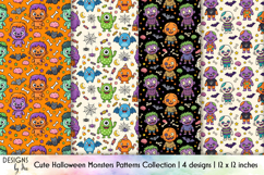 Cute Halloween Monsters Pattern, Zombie Kids Collection Product Image 1