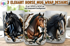 Horse Mug Wrap, Broken Brick Wall Mug Print, Horse Lover Mug Product Image 1
