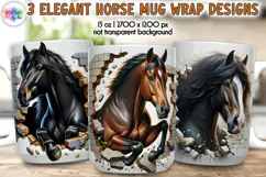 Horse Mug Wrap, Broken Brick Wall Mug Print, Horse Lover Mug Product Image 1