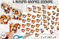 Autumn Gnome Stickers, Cute Fall Harvest Pumpkin and Leaves Product Image 1
