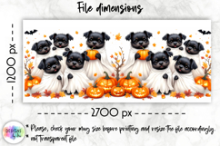Cute Puppy Halloween Mug Wraps, Ghost Dogs with Pumpkins PNG Product Image 2