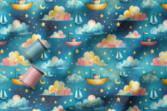 Nursery Dreamy Sky Patterns, Baby Bow Seamless Pattern Product Image 2
