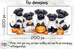 Cute Puppy Halloween Mug Wraps, Ghost Dogs with Pumpkins PNG Product Image 3