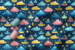 Nursery Dreamy Sky Patterns, Baby Bow Seamless Pattern Product Image 4