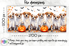 Cute Puppy Halloween Mug Wraps, Ghost Dogs with Pumpkins PNG Product Image 4